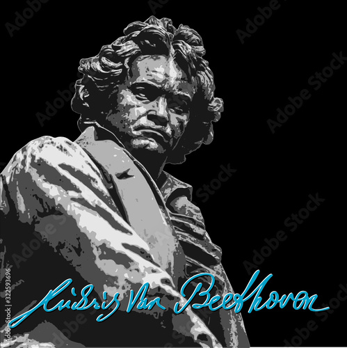 Ludwig van Beethoven, editable with five colour layers