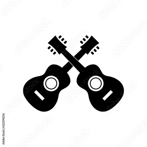 Two crossed guitars icon. Musical instrument isolated on white background