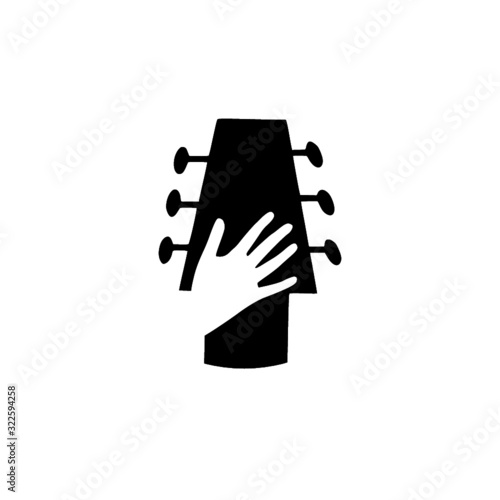 Two crossed guitars icon. Musical instrument isolated on white background