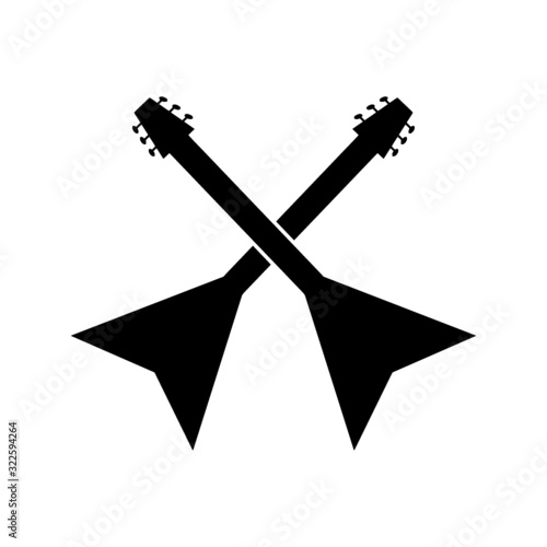 Two crossed guitars icon. Musical instrument isolated on white background