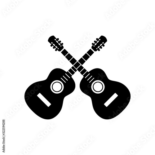 Two crossed guitars icon. Musical instrument isolated on white background