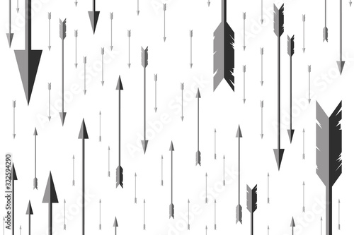 Background texture in the form of flying arrows on a white background