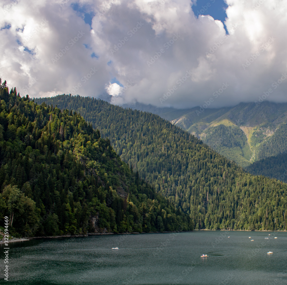 The most beautiful lake of the world Ritsa with the purest water located high in the mountains of Abkhazia The most beautiful lake of the world Ritsa with the purest water located high in the mountains of Abkhazia