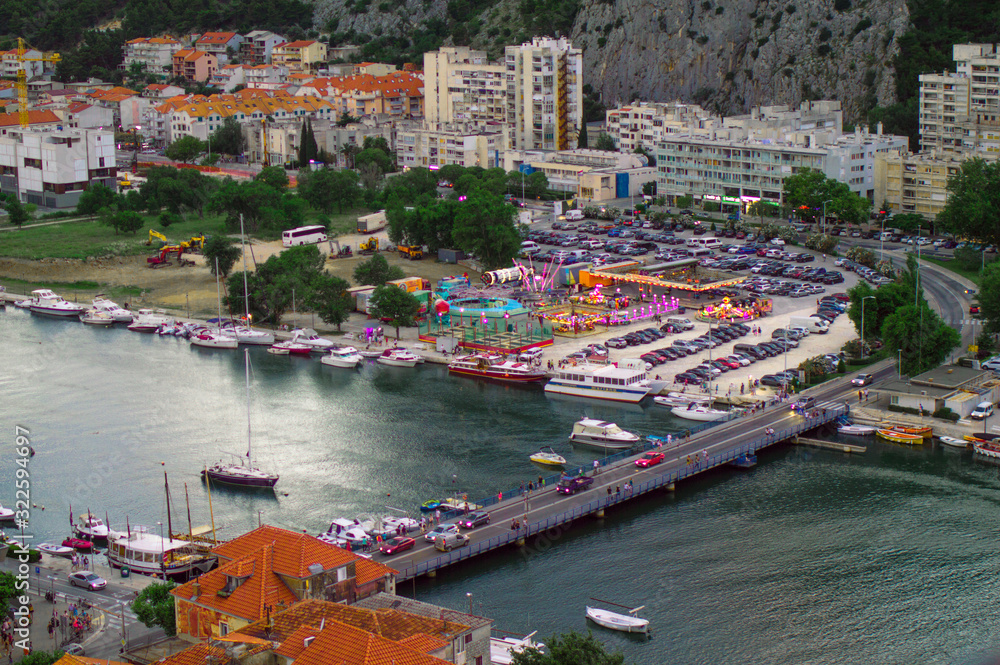Harbor in the Omis city in the Croatia. Vacation. Travel. Sea.  