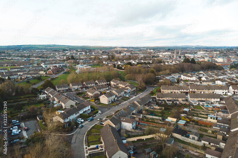 drone view on irish city