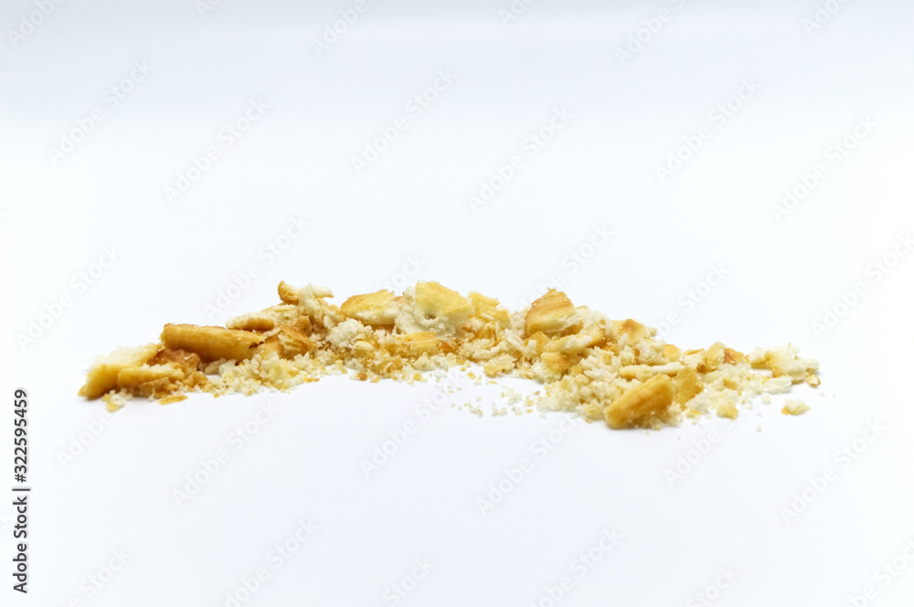 Crumbs of cookies on white background. Crumbs of cookies on white background.