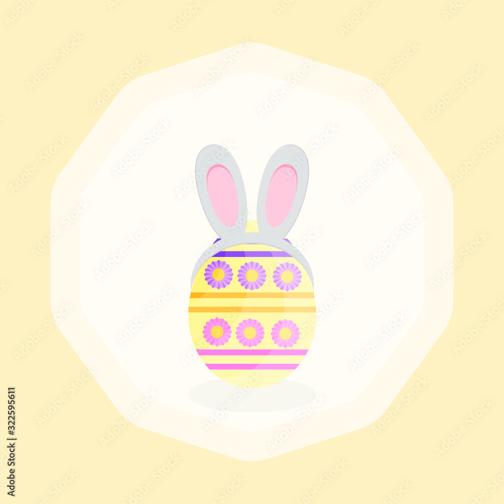 Fototapeta premium This is vector Easter egg on yellow background. Cute cartoon illustration.