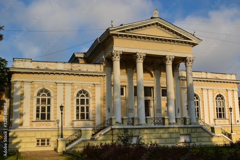 Odessa Archaeological Museum building lit by the setting sun Odessa Archaeological Museum building lit by the setting sun
