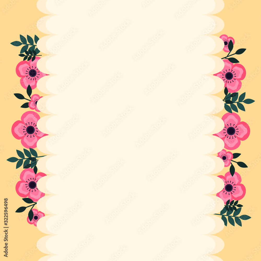 This is background with flowers, leaf. Cute vector card. Could be used for flyers, banners, postcards, holidays decorations, spring holidays, Women’s Day, Mother’s Day, wedding.