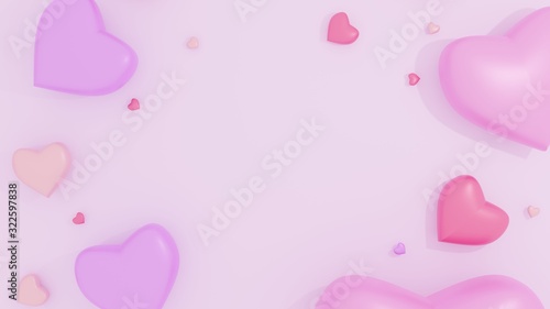 3D render of colorful heart on pink background for valentine' day, love post card or anniversary.