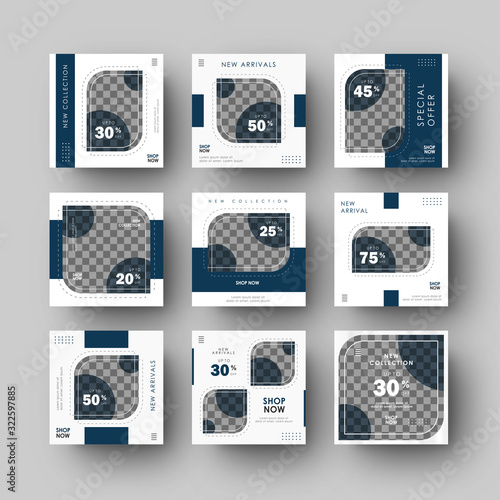 Minimalist Blue Navy Instagram stories and Social Media Feed Post Banner Template