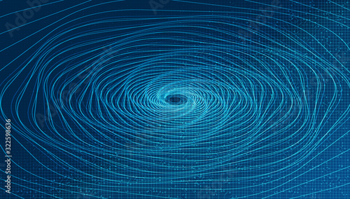 Digital Teleport Warp Spiral Technology on Blue Background,Network Concept design,Vector illustration.