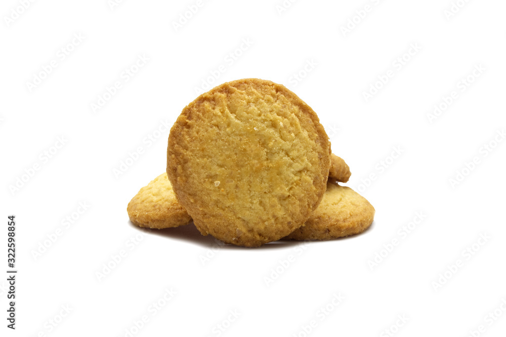 Variety Christmas Danish style butter cookies biscuit isolated on white background . Snack for Season's greetings.