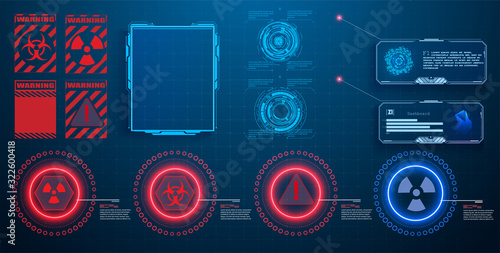 HUD, UI, GUI futuristic user interface screen elements set. High tech screen for video game. Sci-fi concept design. User interface HUD and Infographic elements, virtual graphic. Vector illustration