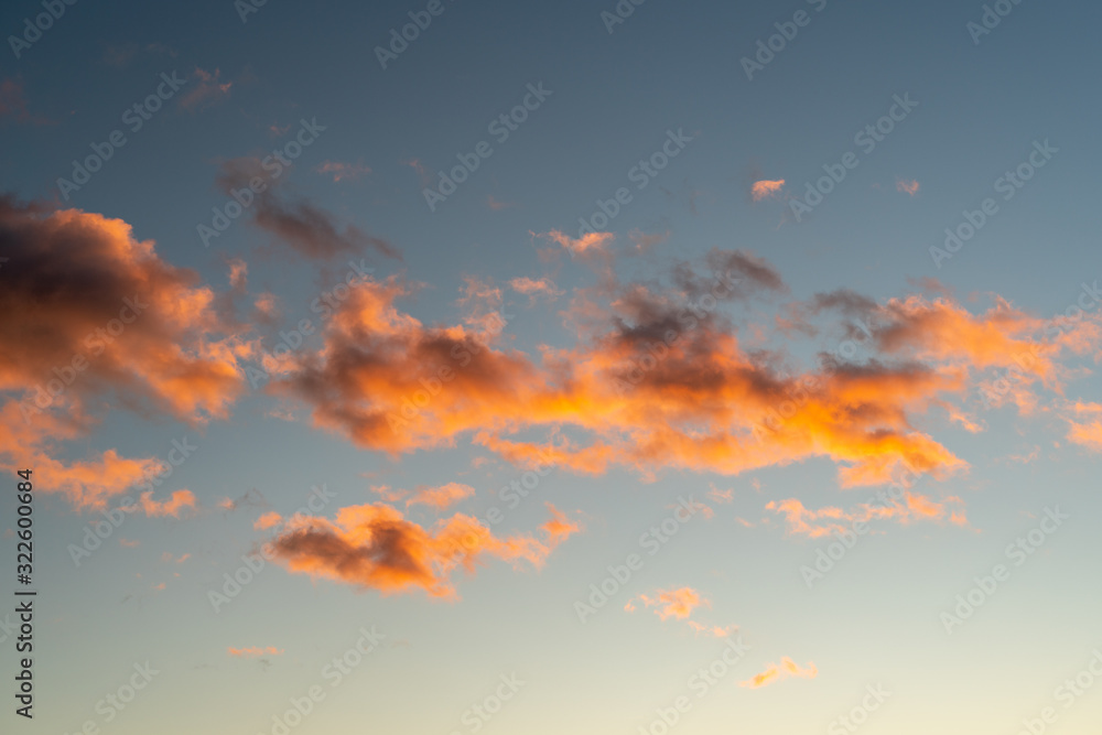 Sunset evening clouds on sky