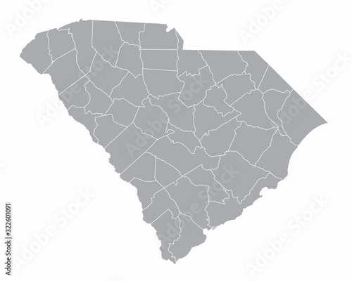 The South Carolina isolated map and its counties