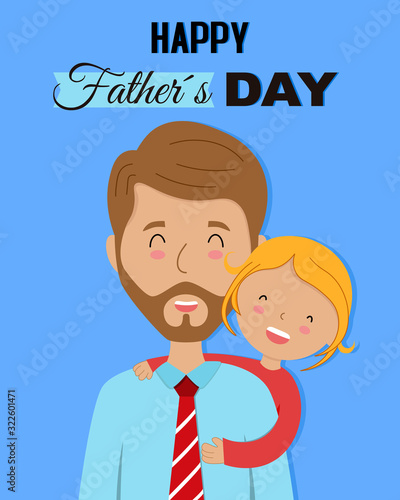 Fathers day card. Daughter hugging her father