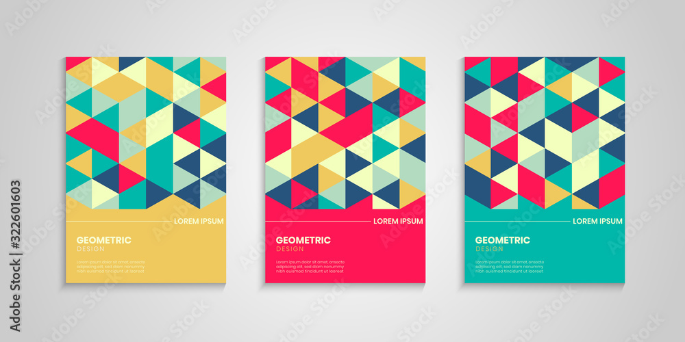 Geometric Cover Design with Colorful Triangles, Abstract Colorful Cover Book Collection