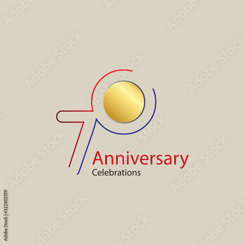 70 Year Anniversary Vector Template Design Illustration