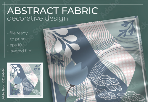 Abstract Fabric Decorative Design with Realistic Mock up for Printing Production. Hijab , Scarf , Pillow , etc.
