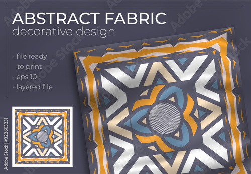 Abstract Fabric Decorative Design with Realistic Mock up for Printing Production. Hijab , Scarf , Pillow , etc.