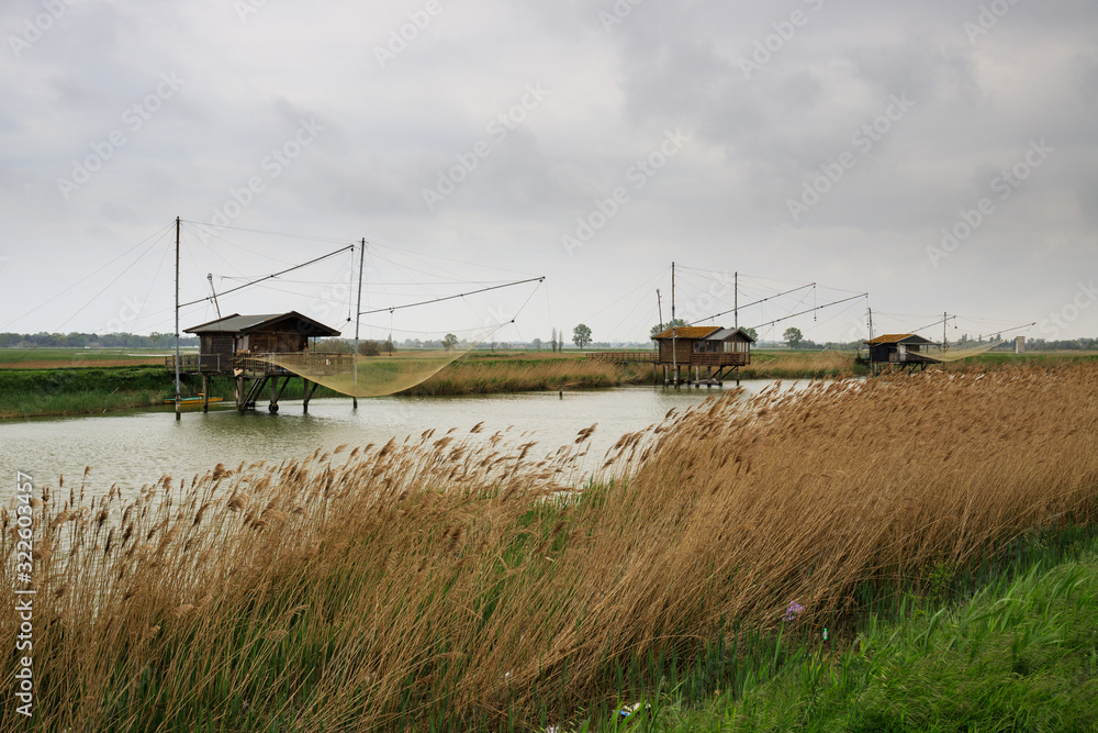 capanni da pesca nell'oasi dell'Ortazzo - Delta del Po