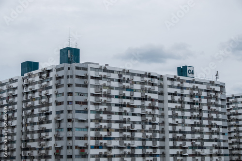 Side view of the old building of the high condominium group.