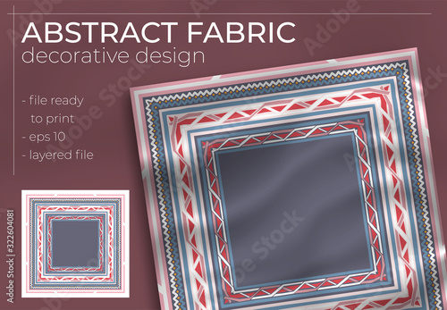 Abstract Fabric Decorative Design with Realistic Mock up for Printing Production. Hijab , Scarf , Pillow , etc.