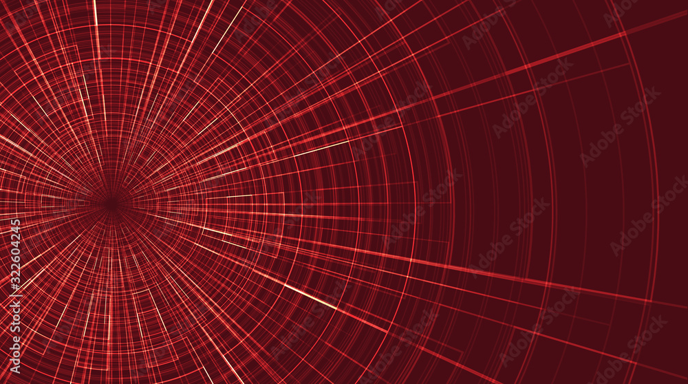 Red Hyperspace speed motion on future Technology background,warp and expanding movement concept,vector Illustration.