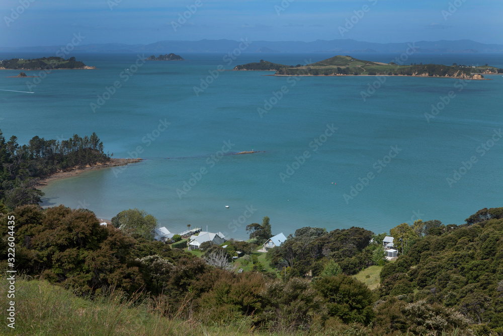 Waiheke Island New Zealand. Hills and coast. Auckland