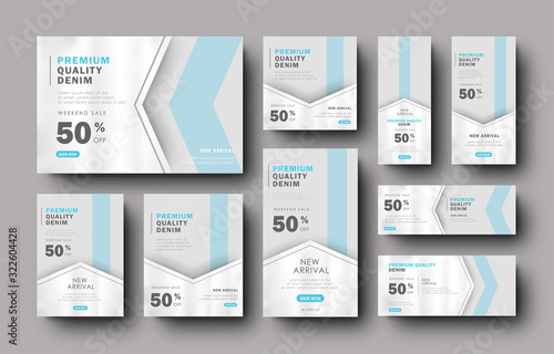 Minimalist Blue Social Media Digital Banner Promotion Sale Template Collection