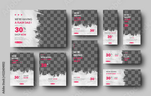 Red White Social Media Digital Banner For Fashion Sale Template Collection
