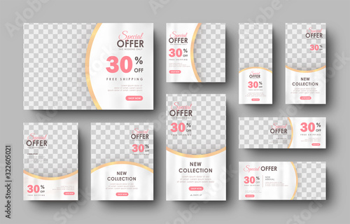 Pink Gold Feminine Social Media Digital Banner Promotion Sale Template Collection