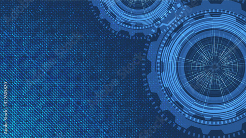 Digital Technology Gears wheel and Cock on Technology Background,vector