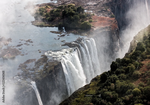 Aerial photography of great Victotia falls  in clear weather conditions