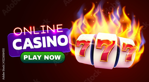 Burning slot machine wins wins the jackpot. Fire casino concept. Hot 777