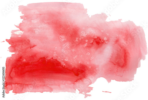 Watercolor red texture. Bright splash illustration on a white isolated background. Design for social networks, web, print, postcard. © Мария Минина