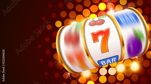 Slot machine wins the jackpot. 777 Big win casino concept.