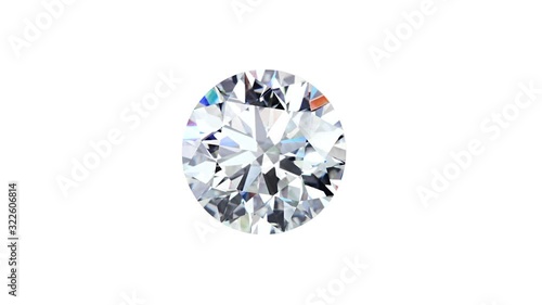 Natural big round diamond on a white background Unique extreme close up shooting. 