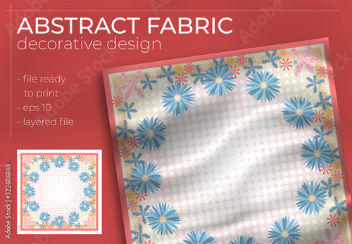 Abstract Fabric Decorative Design with Realistic Mock up for Printing Production. Hijab , Scarf , Pillow , etc.