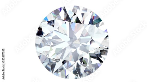 Natural big round diamond on a white background Unique extreme close up shooting. 