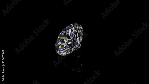 Natural big round diamond on a black background Unique extreme close up shooting. 