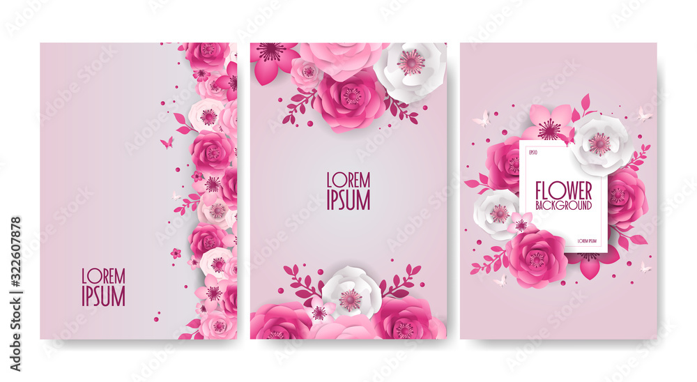Set of Spring Festive flowers design, decorations, paper cut style banner with flower, butterfly. Background for 8 March, International Women's Day, Happy Mother's Day, Happy Easter day Set of Spring Festive flowers design, decorations, paper cut style banner with flower, butterfly. Background for 8 March, International Women's Day, Happy Mother's Day, Happy Easter day