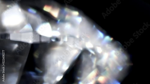 Natural big round diamond on a black background Unique extreme close up shooting. 