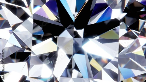 Natural big round diamond on a black background Unique extreme close up shooting. 