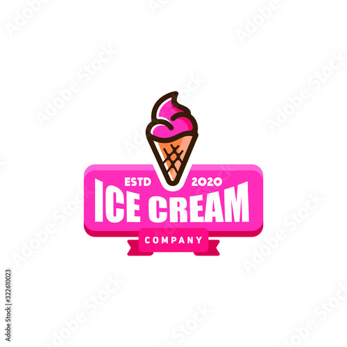 ice cream logo icon in trendy cartoon line style 