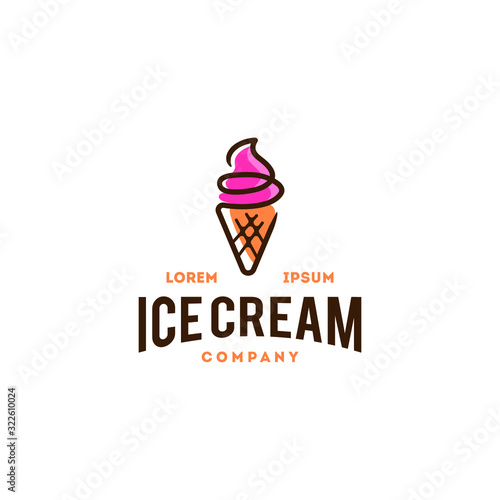 ice cream logo icon in trendy cartoon line style 