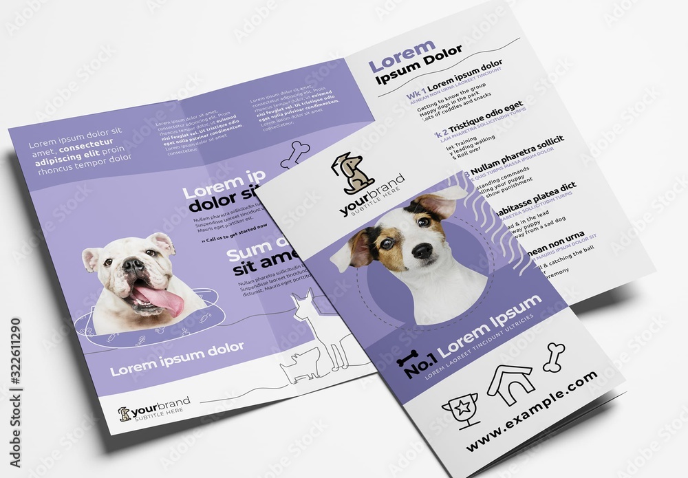 Trifold Brochure Layout for Pet and Vet Services Stock Template Adobe