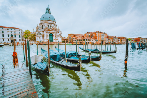 Gondola on Canal Grande with Basilica di Santa Maria della Salute in the background, Venice, Italy © Igor Tichonow