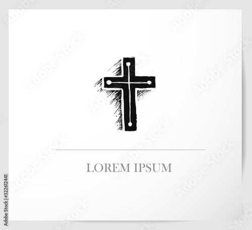 Design template with christian cross and place for your text on white background.